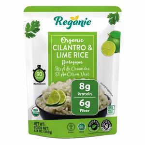 Reganic Organic Microwave Rice Ready to Eat – Cilantro Lime Rice | Fully Cooked Heat & Eat Rice in 1.5 Minutes | Non-GMO, Gluten-Free | 100% Recyclable BPA-Free Pouch | 8.8 oz (Pack of 12)