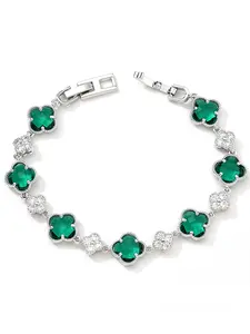 Fashionable Crystal Clover Zircon Bracelet, Multiple Colors Available, Trendy Four-Leaf Clover Jewelry, Perfect Gift for Friends