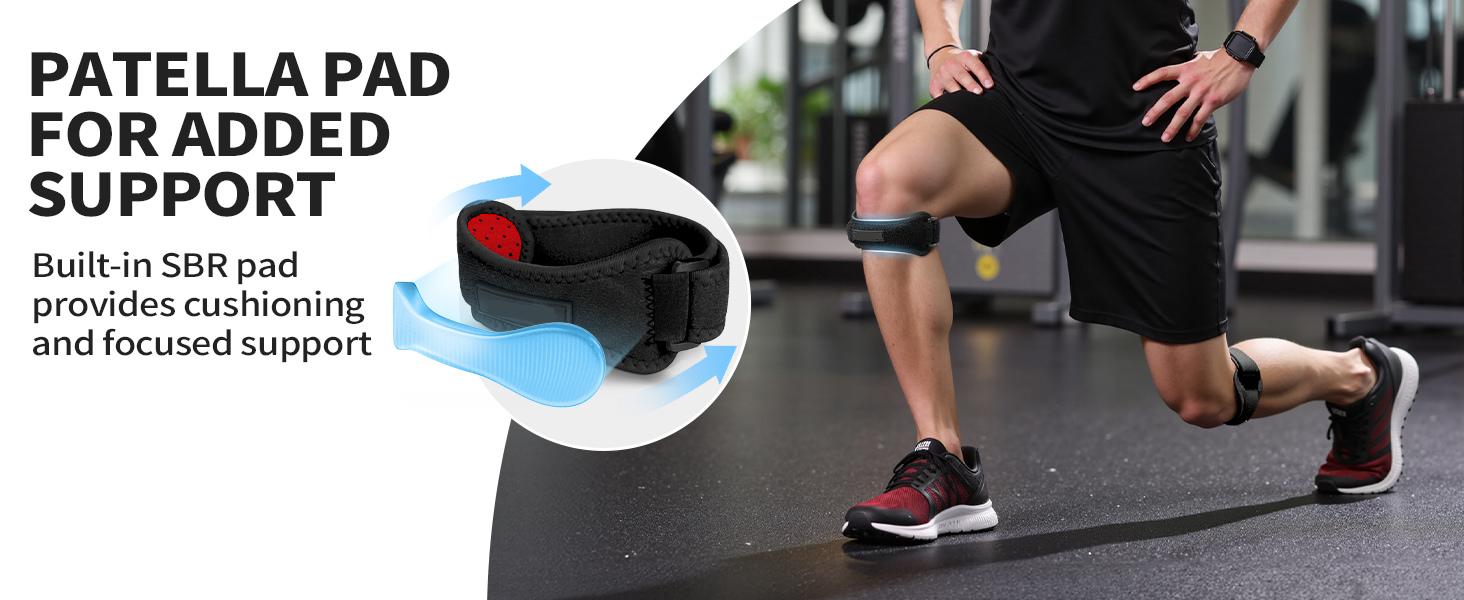 Patella Tendon Knee Straps 2 Pack with Extra Adjustable Straps for Knee Pain Relief and Stability, Suitable for Running, Hiking, Soccer, Basketball, Tennis