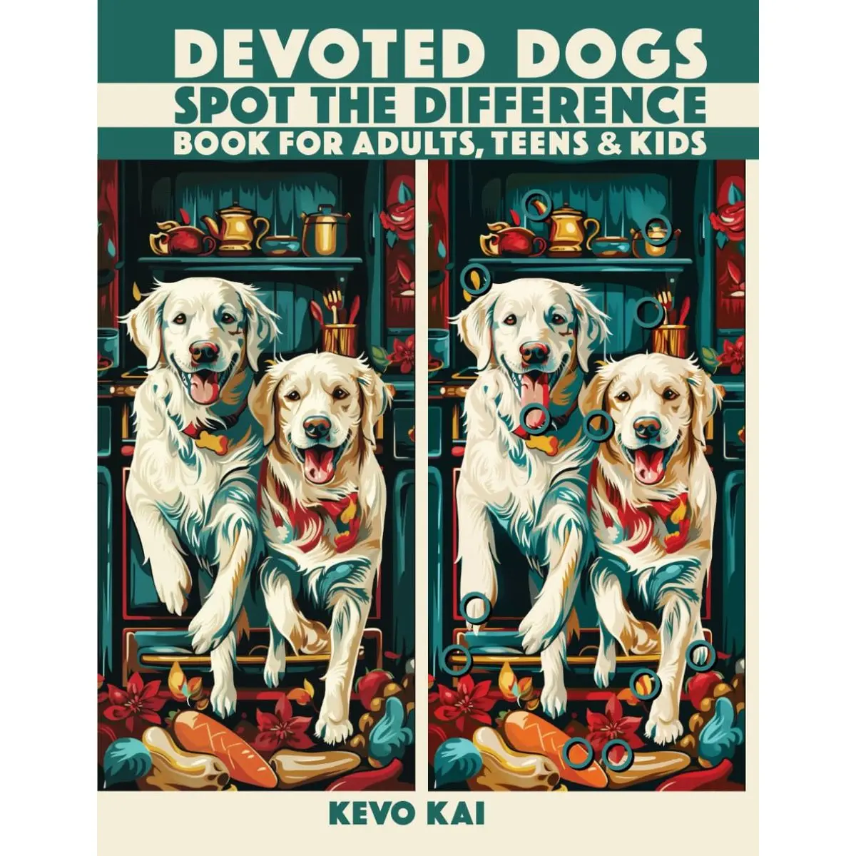 DEVOTED DOGS Spot the Difference Book for Adults, Teens & Kids: 55 Brain Challenging Picture Puzzles –– Over 600 Fun Hidden Differences to Seek & Find (Large Print) Paperback – Large Print, April 14, 2024