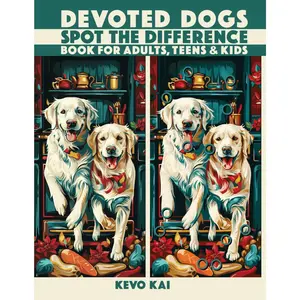 DEVOTED DOGS Spot the Difference Book for Adults, Teens & Kids: 55 Brain Challenging Picture Puzzles –– Over 600 Fun Hidden Differences to Seek & Find (Large Print) Paperback – Large Print, April 14, 2024