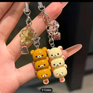 Adorable Rilak Bear Phone Charm with Colorful Lucky Charms Perfect for Kawaii Touch on Phone Keys or School Bag Lightweight Fun Accessory