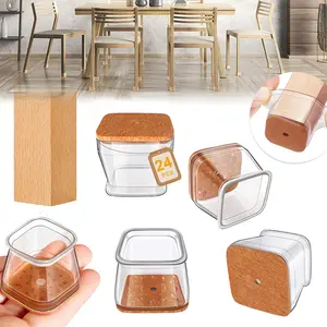 24 Pcs Silicone Furniture Leg Caps with Felt Pads – Quiet, Non-Slip Chair/Table Leg Protectors, Scratch-Resistant Floor Covers for Wood and Tile Surfaces