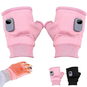 Portable Heated Gloves Upgrade Waterproof Fabric with Digital Display, Rechargeable Smart Constant Temperature Fingerless Gloves Hand Gloves