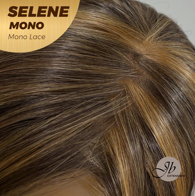 JBEXTENSION SELENE MONO Monofilament Handmade Wig 6X5 Full Monofilament Hand Tied Top Wig 25 Inches Caramel Mono Lace Wig With Anti-slip Silicone Strips Glueless Wig SELENE MONO【BENDY EAR TABS】