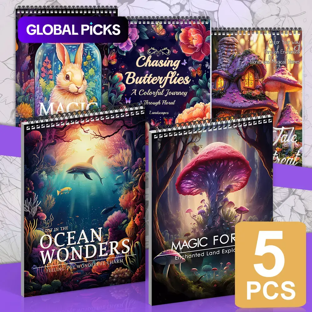 Adult Coloring Books, Stress Relief Book with Intricate Designs Featuring Ocean World, Butterfly, Magic Forest, House Themes, Ideal for Relaxation, Creativity, Artistic Experience, Spiral-Bound Pages Coloring Book #GLOBAL PICKS