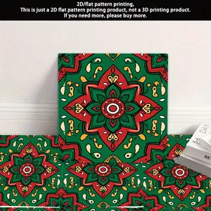 2D Flat - Vintage Geometric Pattern, PVC Sticker, Self-Adhesive Floor Decal, Removable Waterproof Decorative Sticker, Suitable for DIY on Kitchen Walls, Bathroom Walls, Balcony Floors, and More, 2D Flat