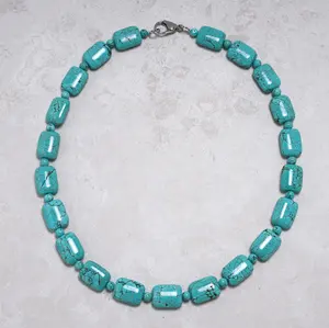 Howlite Turquoise 14x19mm Necklace With Stainless Steel Clasp - 24"