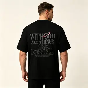 Aesthetic Christian Jesus 'With God All Things Are Possible' T-Shirt |     Premium   Heavyweight Loose Fit Tee |     Matthew 26:41 Bible Verse Faith Apparel for Men & Women |     Easter 2026 Religious Gift |     Vintage Streetwear Graphic Top