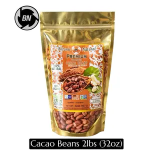 BN Cacao Beans 2Lbs Raw Organic Non GMO,Vegan, Gluten Free Delicious Flavor