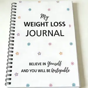 Women's Weight Loss Journal Notebook, Cute Floral Spiral Bound, Includes Motivational Quotes, Daily Diet Tracker, Fitness Monitor, 8.5x11 Inches