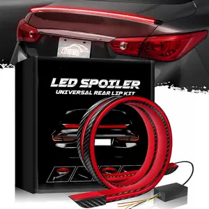 DIBMS Carbon Fiber Light Up Car Spoiler Universal Exterior Rear Roof Spoiler Tail Wing Splitter with LED Strip Lights for Enhanced Visibility and Safety, Reduces Risk of Accidents. Carbon Fiber LED Light-Up Car Spoiler Carbon Fiber LED Car Tail Light