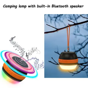 2026 New Model Multifunctional Camping Lamp Mini Portable Bluetooth Speaker 7 Kinds of RGB Light with SOS Flashing Support TF Card Play Music