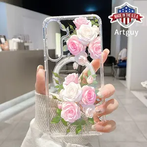 Magnetic Phone Case for Samsung Galaxy S24 Plus S23 FE S25 Ultra  Ultra S22+ Blooming Roses Pattern TPU Shockproof Anti-Scratch Stylish Smartphone Cover