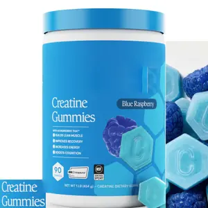 Create Creatine Monohydrate Gummies for Men & Women, Boost Focus, Strength, and Endurance, Anti-Melting Formula, Vegan, Gluten-Free, Non-GMO, 1.5g of Creatine per Gummy (Blue Raspberry)