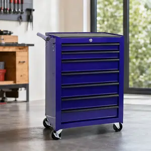 20-Inch 7-Drawer Rolling Metal Tool Chest Cabinet with Ball Bearing Slides, Steel Tool Storage Organizer on Wheels for Garage Workshop, Multiple Color Options Available, Black/Blue/Green/Grey Color Options, Steel Material, Product Dimensions: