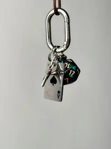 Dice & Poker Card Design Keychain, Trendy Keychain for Car Keys, Fashion Accessory for Women & Men, Casual Daily Use