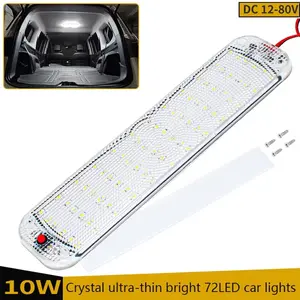 FCCEMC 72LED Interior Light Bar Strip Light 12V-80V With Switch LED Car Interior Lamp Lighting Camper Bus Motorhome Boat Roof Light Car Led Lights