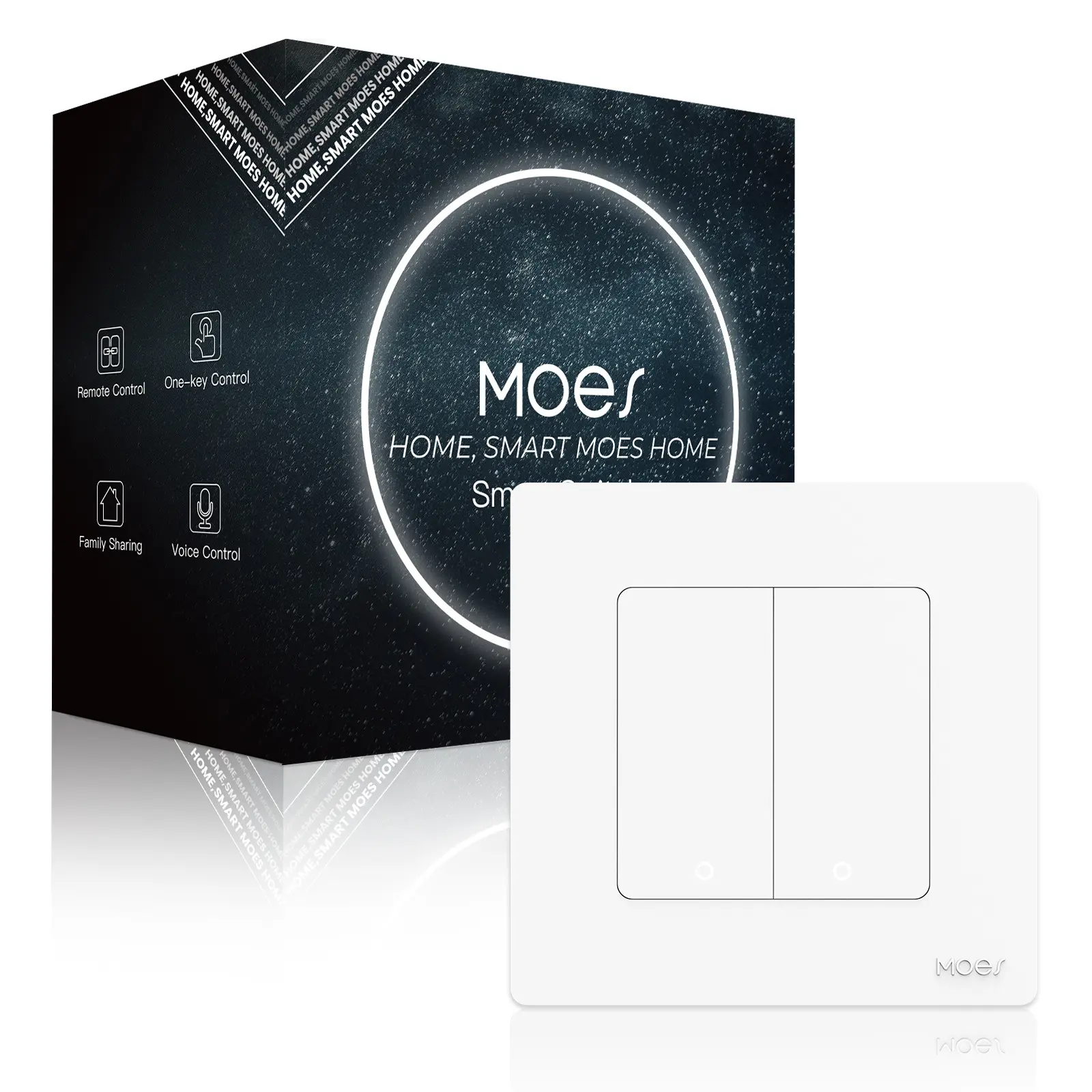 Tuya Zigbee Mesh Smart Wall Button Switch, 86x86x38.5mm Wall-Mount Non-Power Supply Switch with Full App Remote Control, Voice Control, Timer Set, Fire Resistant Materials for Apartments, Rental Homes