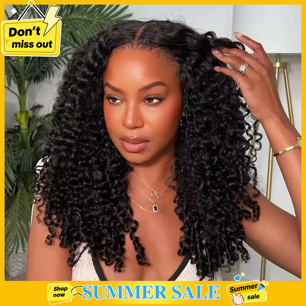 【26“ only $130】Mamushow 3 in 1 Half Wig Burmese Curly 100% Human Virgin Hair Seamless Flip Over Beginner Friendly Glueless Wear & Go Drawstring Clip in Wig Black Color 14-26 Inch 200% Density #SummerWins #DealsForYouDays#tiktokshopsummersale