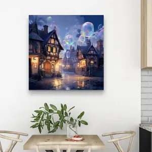 Pictorem C1RC3232TSU53I 32 x 32 in. Bloopy Town - Purple Canvas Wall Art for Home Decor - Unique Design