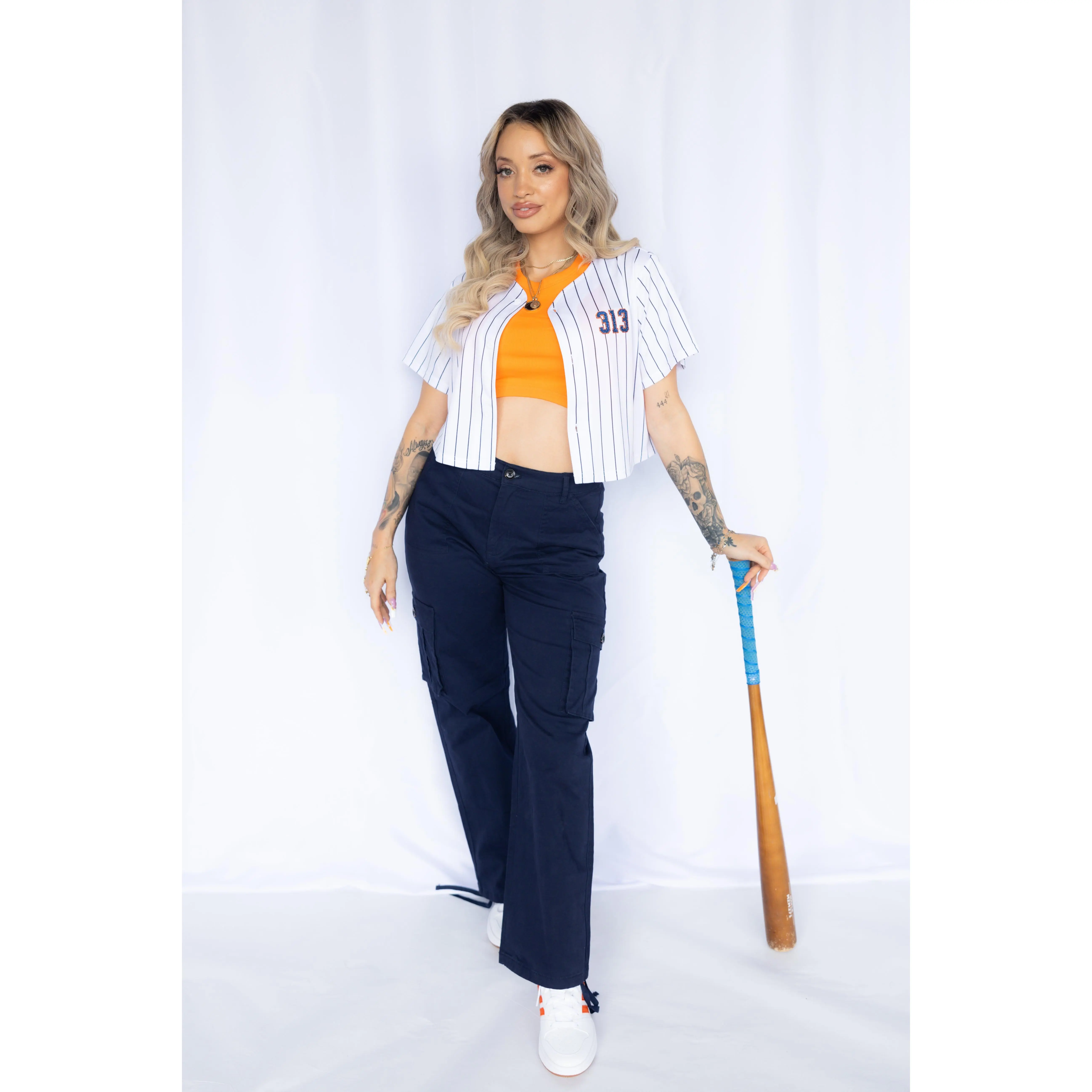 Sparkle Detroit 313 Baseball Jersey CROP
