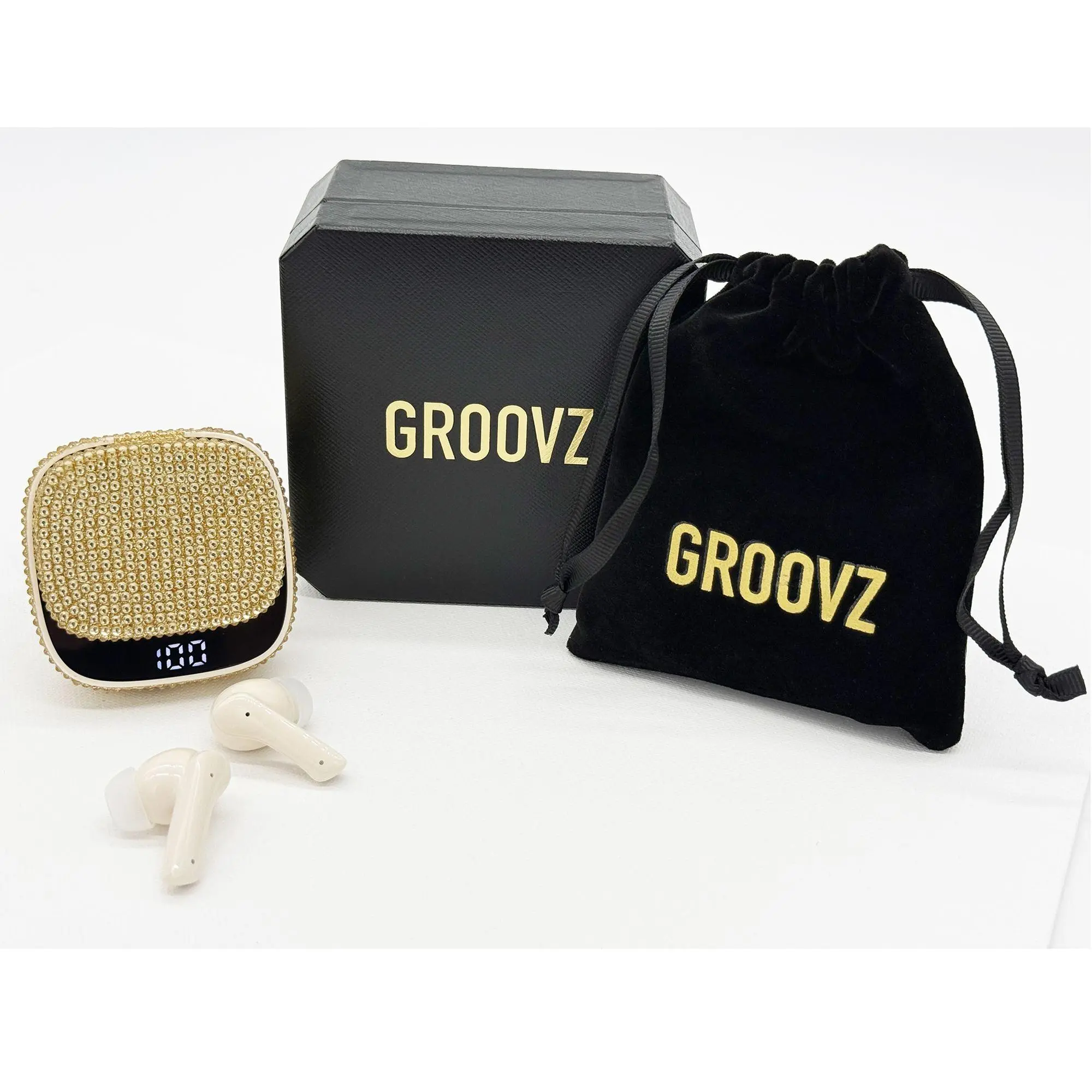 Groovz Luxe True Wireless Earbuds with Charging Case and Pouch