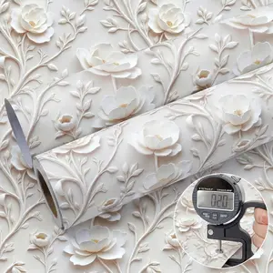 1 Roll Vintage Thickened European Floral Wallpaper, Waterproof & Stain-Resistant, Easy to Clean and Removable, Elegant European Style Design for Bedroom, Living Room, Cabinets & Furniture Renovation, Decorative Wall Covering for Home Décor
