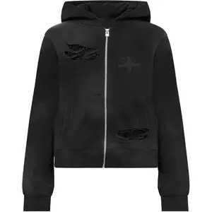 Vertabrae Classic Obsidian Full Zip-Up Hoodie Black