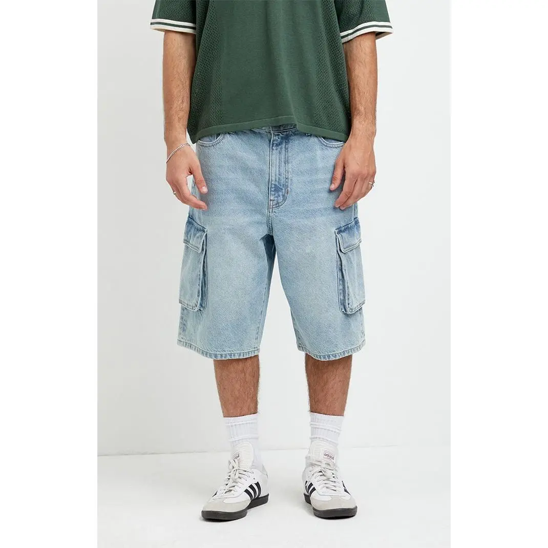 Pacsun Men's Austin Extreme Baggy Jean Shorts Cargo Light Blue
