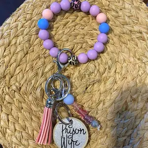Silicone Bead Prison Wife Lavender Charms Keychain Wristlet