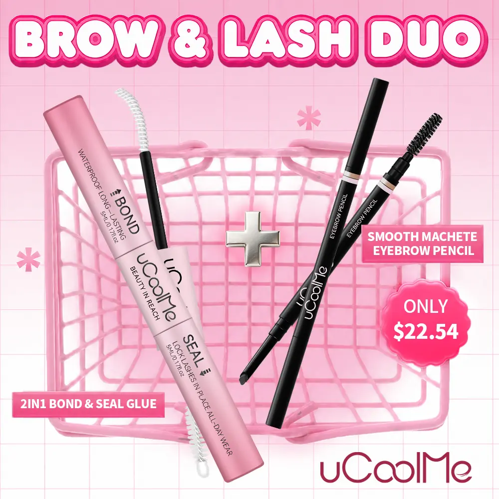 UCoolMe Eyebrow Pencil & Lash Bond & Seal Duo - Define Brows, Waterproof Smudge-Proof Eyebrow Pencil, 2-in-1 Lash Glue & Seal for Strong Hold, Long-Lasting Eye Makeup, Cosmetic Daily Use