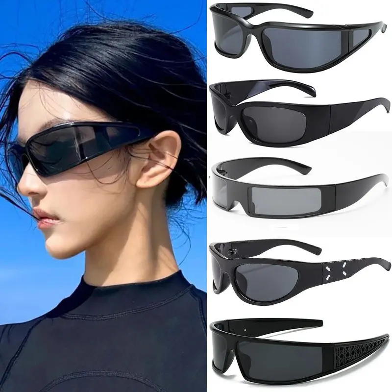 5-Pack Unisex Headband-Style Sunglasses, Streetwear Wraparound Shades with a Windproof UV400 Lens for Outdoor Sports, Outdoor Wear, Headband Clips