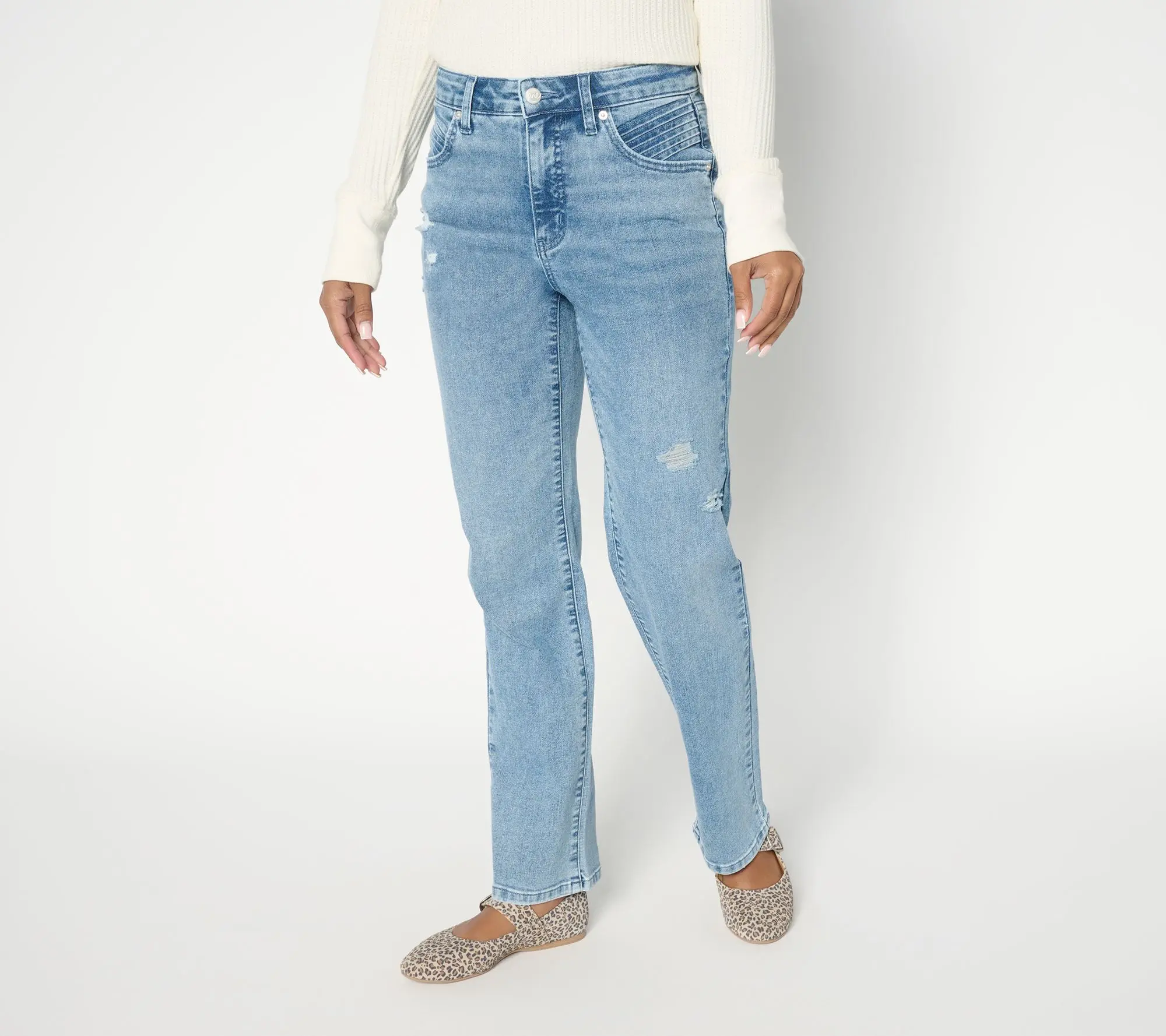 Me by Jennie Garth Regular Distressed Jeans- Indigo