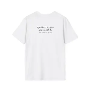 Unisex Softstyle T-Shirt with Back Writing - Casual Crewneck, Short Sleeve, White, Men's Top