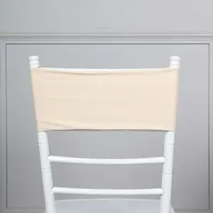 5 Pack Stretch Spandex Chair Sashes 5"x12" Beige - Two Ply Heavy Duty Fitted Chair Bands