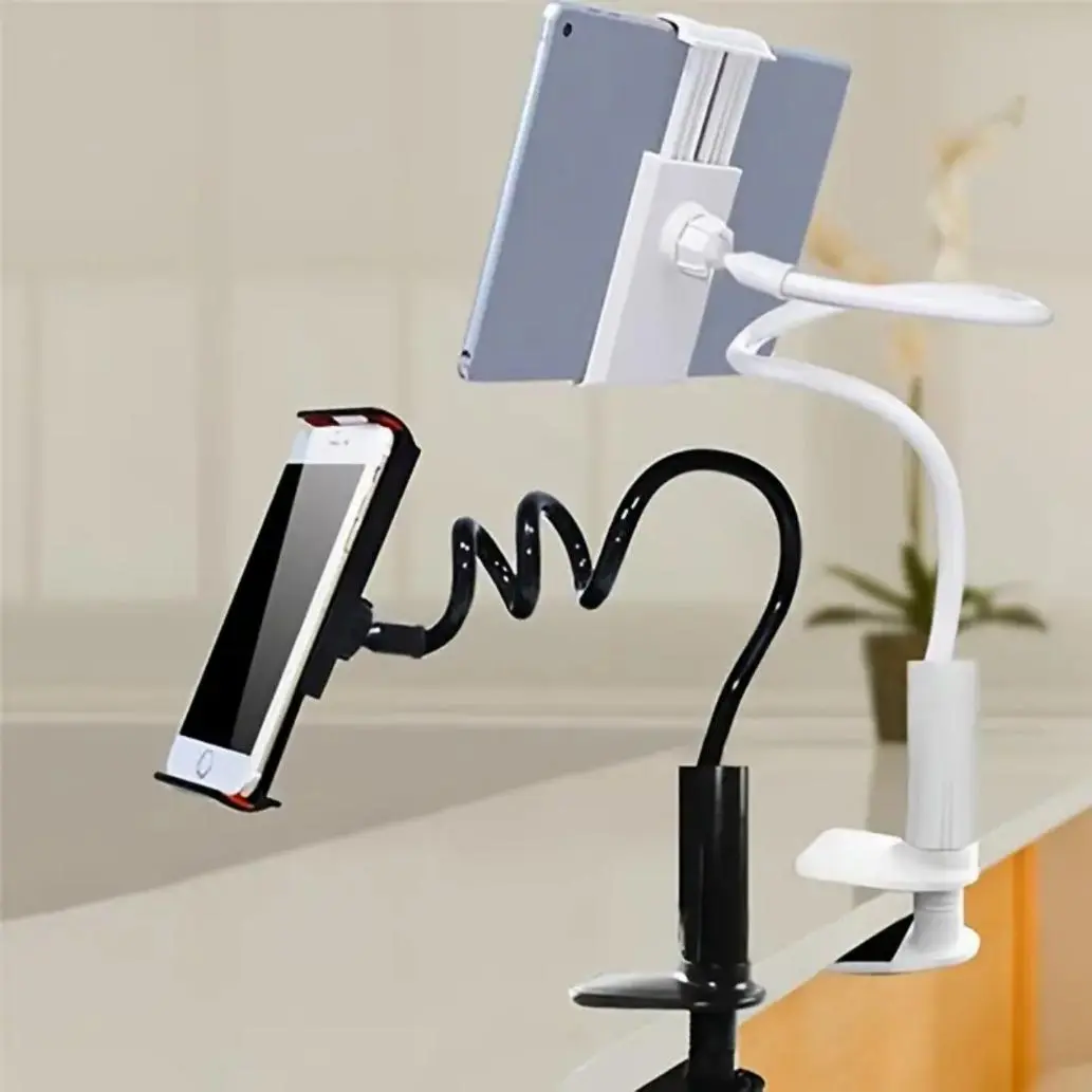 1pc Tablet and Phone Lazy Stand, Goose Neck Bed Holder, Carbon Steel Stand, 360° Rotating, Desktop Flexible Tablet Stand, Adjustable Phone Stand