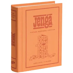 WS Game Company Jenga Vintage Bookshelf Edition Tumbling Tower Stacking Game for 1+Players, Ages 6+