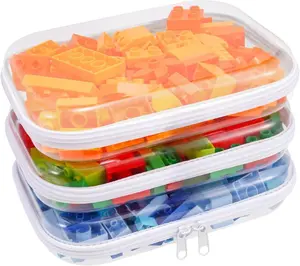 Clear Hard Shell Zipper Case,3PCS Transparent Clear Zipper Pouches,Hard Side Plastic Case Set,Portable Travel Storage Organizer Bins