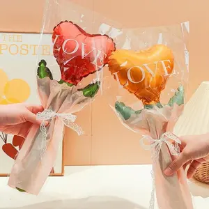 Heart Shaped Balloon without Pump, 5 Counts Random Color Romantic Love Balloon, Flower Balloon, Party Decoration Supplies for Birthday Wedding Festival