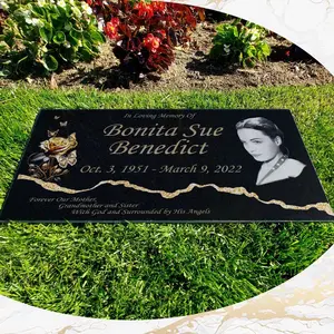 Headstones Markers Black Granite Diamond Engraved