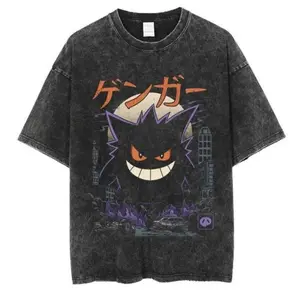 Gengar Japanese Anime Japanese Mineral Wash T-Shirt, Oversized Tee, Graphic Tee, Gifts for Him, Valentine's Day Gifts, Birthday, Christmas Gifts