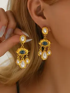 Kshmir Vintage Devil's Eyes Pearl Pendant Earrings for Women Fashion Earring European American Style Personality Unique Party Jewelry Accessory Pearl Embellished High Quality Earrings