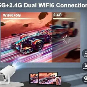 Magcube Projector with 4K 1080P Resolution and Dual Wi-Fi 6 Connection Options for Various Devices including Android 11+!!