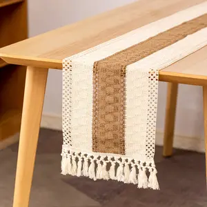 Macrame Table Scarf with Tassels Elegant Dining Decor Perfect for Festive Gatherings and Events