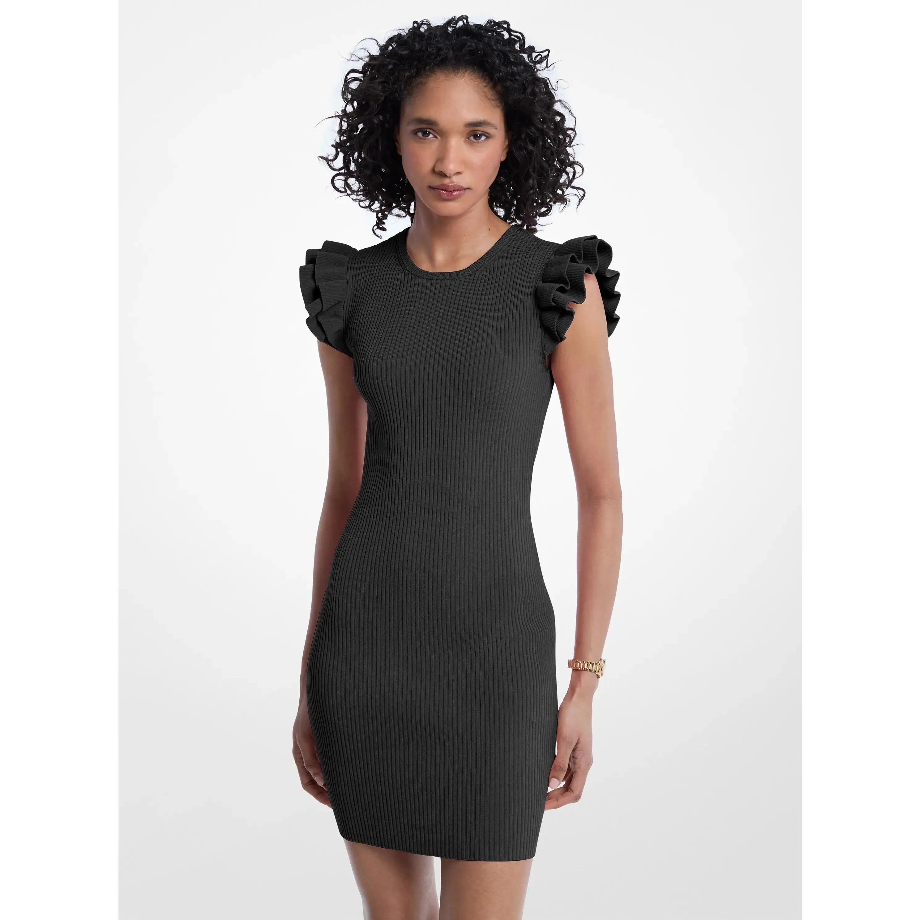 Ruffled Stretch Viscose Mini Dress