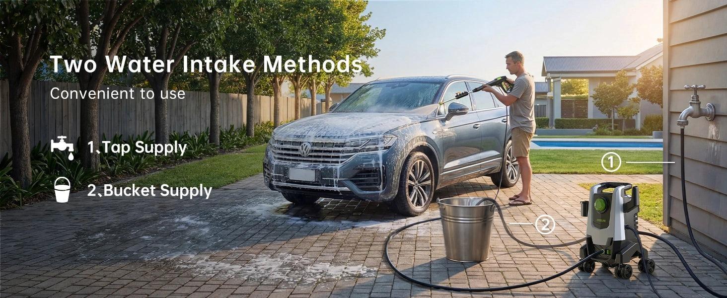 3000 PSI Electric Pressure Washer, Portable Power Washer with 23FT Hose, 4 Quick-Connect Nozzles, 4-Wheel 360° Steering, Metal Spray Gun & Auto Shut-Off for Cars, Driveways, Patios & Outdoor Cleaning | Back to School