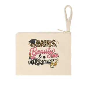 Brains Beauty & a Diploma Accessory Pouch | Graduation Makeup Bag