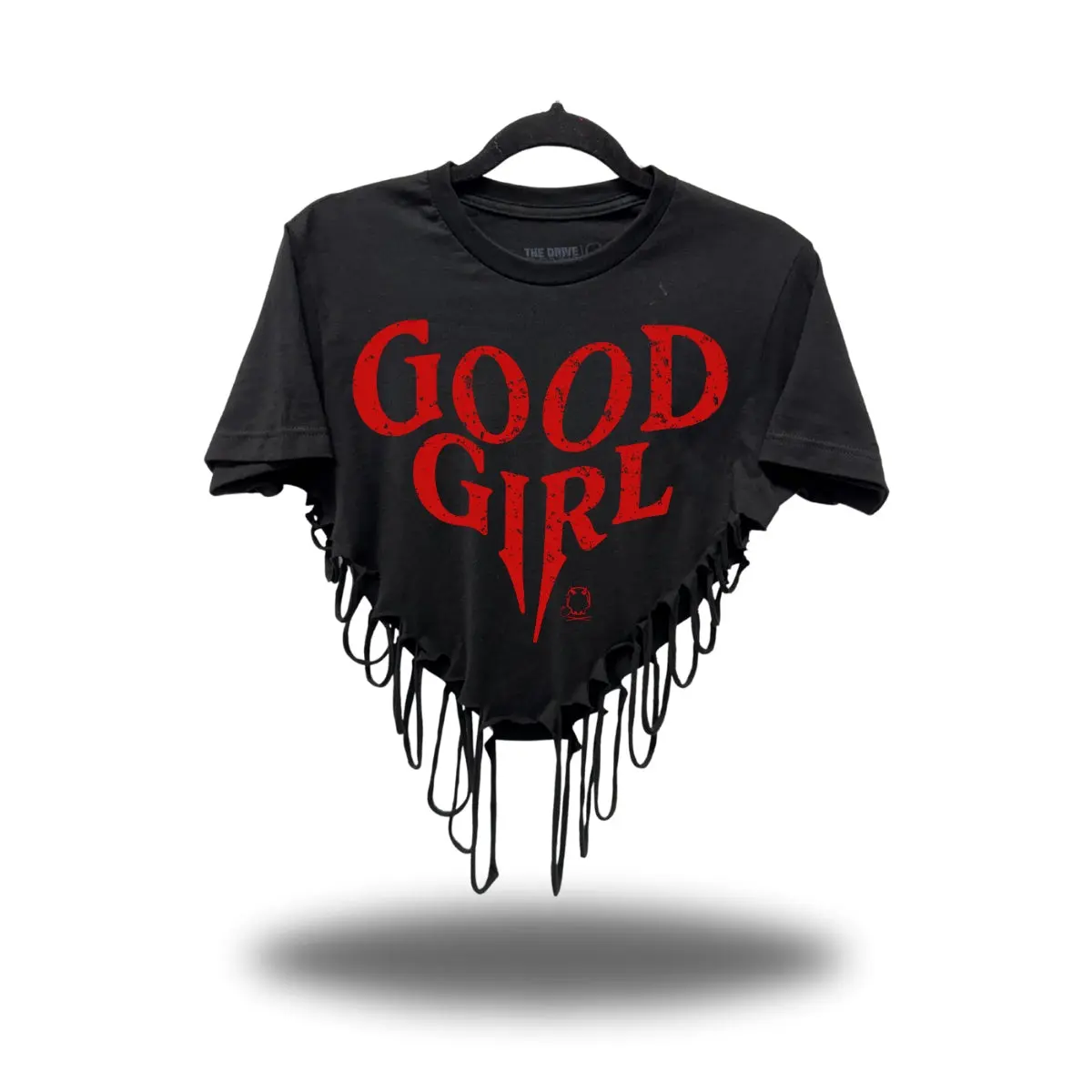 Women's Good Girl Road Rash Heart Crop T-Shirt, Fitted Round Neck Casual Streetwear Shirt, Shirts, Lady
