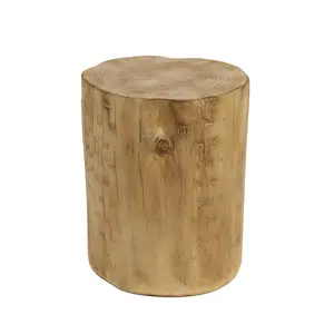 Christopher Knight Home Outdoor Magnesium Oxide Side Table, 15.00x14.25x18.50 in, Hand-Painted Wood Grain Stump Shape, Lightweight Weatherproof Rustic Farmhouse Decor Accent Table, 220lbs Capacity